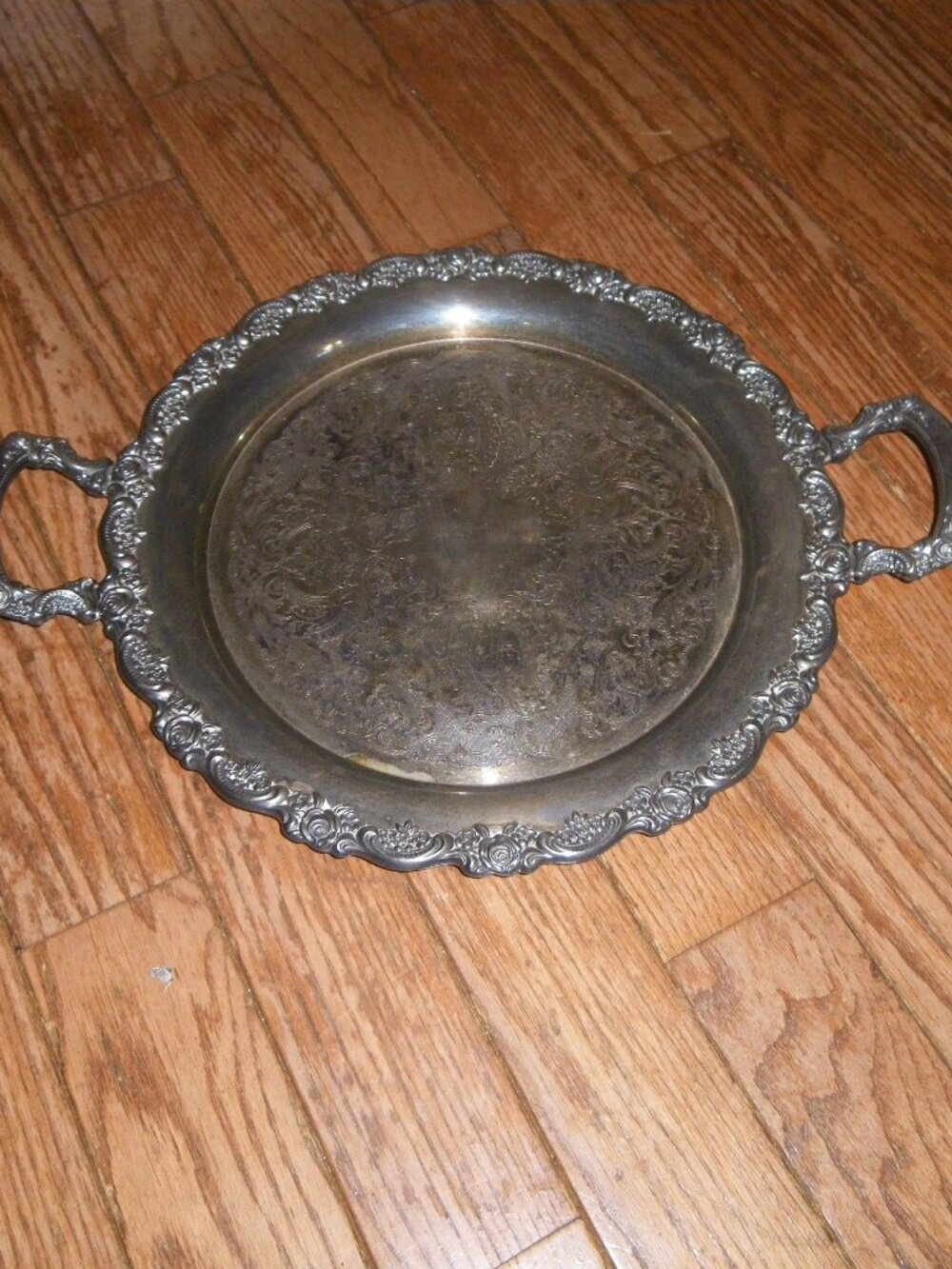 Vintage Oneida Large Silver Plate Serving Platter w/ Handles Patina!